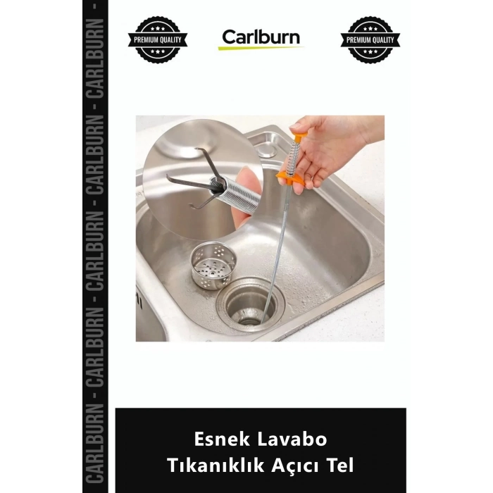 Özel Üretim Paslanmaz Çelik 61 cm Kaliteli Pratik Tesisat Aracı Esnek Lavabo Tıkanıklık Açıcı Tel