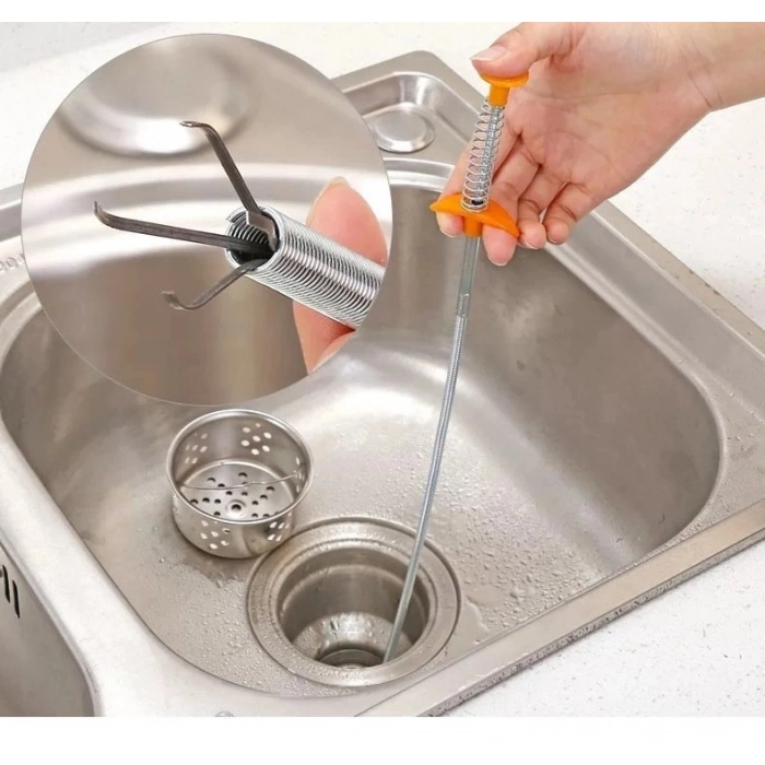 Özel Üretim Paslanmaz Çelik 61 cm Kaliteli Pratik Tesisat Aracı Esnek Lavabo Tıkanıklık Açıcı Tel