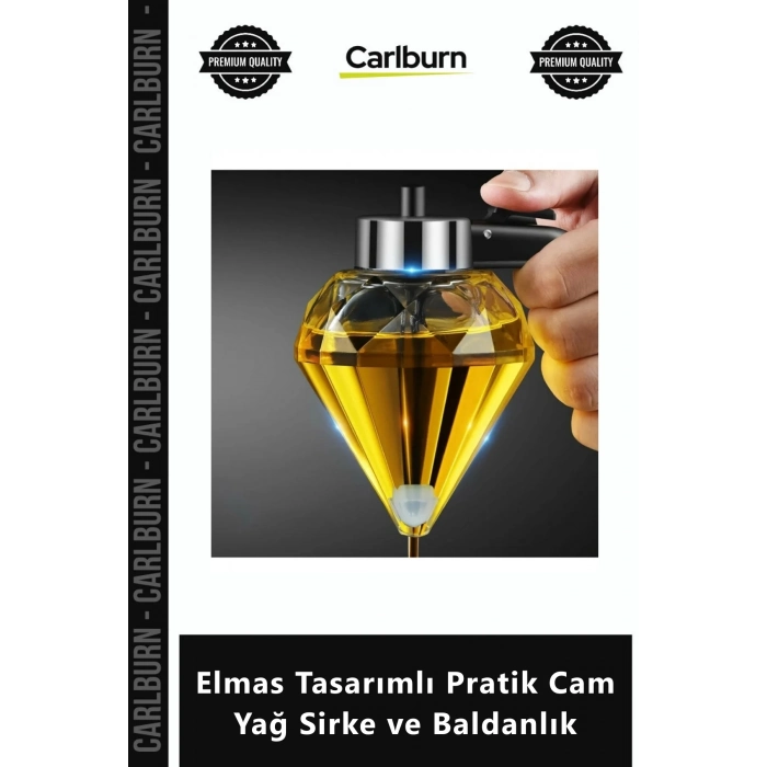 Özel Üretim Ayaklı Standlı Sosluk Sirkelik Şık Cam Elmas Tasarımlı Pratik Cam Yağ Sirke Baldanlık