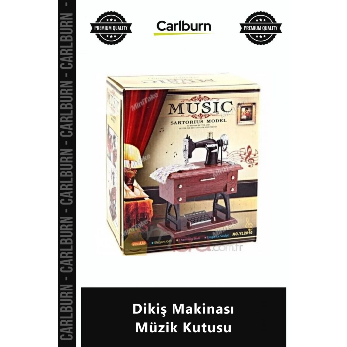 Özel Üretim Nostaljik Dekoratif Hediyelik Kurmalı Mekanik Retro Model Dikiş Makinası Müzik Kutusu