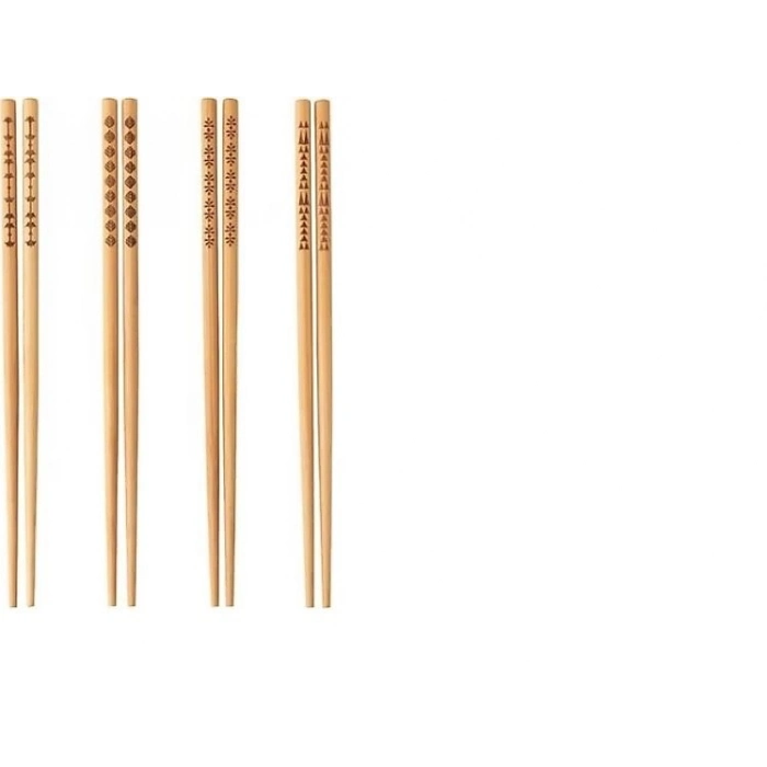 Özel Üretim Şık Kaymaz Hijyenik Doğal Mutfak Desenli Organik Bambu Çin Çubuğu Chop Sticks 10 Çift