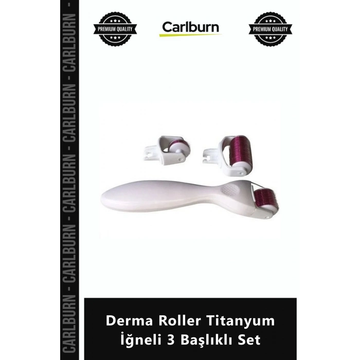 Özel Üretim Skin Roller Microneedling Cilt Yenileme Kolajen Derma Roller Titanyum İğneli 3 Başlıklı
