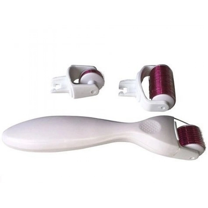 Özel Üretim Skin Roller Microneedling Cilt Yenileme Kolajen Derma Roller Titanyum İğneli 3 Başlıklı