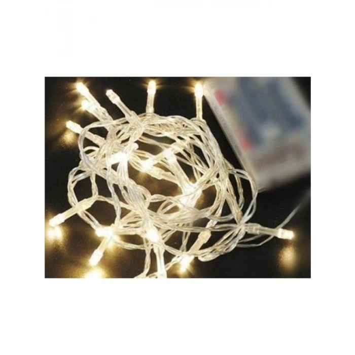 Özel Üretim Dekoratif Dahili Pilli Şeffaf Kablolu Gün Işığı Sarı Renk Peri Led Işık 5 metre