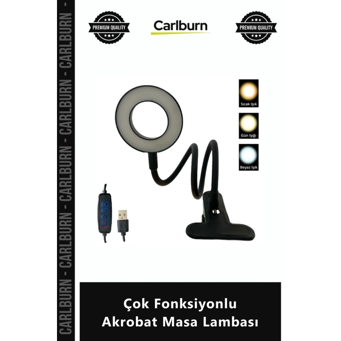 Özel Üretim Mandallı USB Led Kitap Okuma Gece Çalışma Esnek Metal Gövde Çok Fonksiyonlu Akrobat Masa