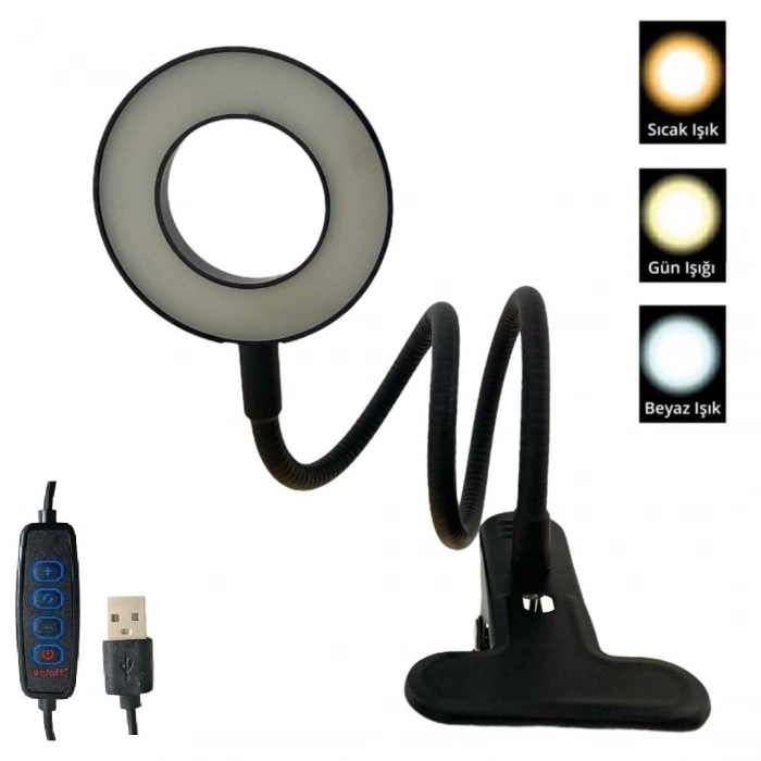 Özel Üretim Mandallı USB Led Kitap Okuma Gece Çalışma Esnek Metal Gövde Çok Fonksiyonlu Akrobat Masa
