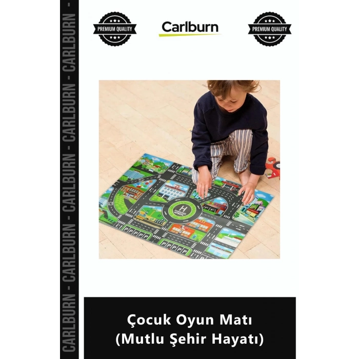 Özel Üretim Eğitici Araba Halısı Katlanabilir Canlı Renkli Dekor Çocuk Oyun Matı Mutlu Şehir Hayatı