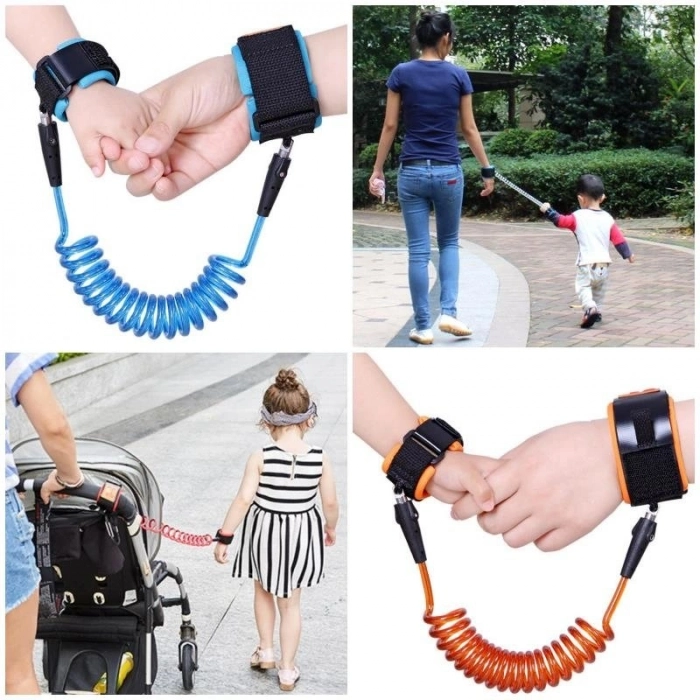 Özel Üretim Emniyetli Bebek Bilekliği 150 Cm Spiral Çelik Tel Çocuk Kayıp Önleyici Antilost Kemer