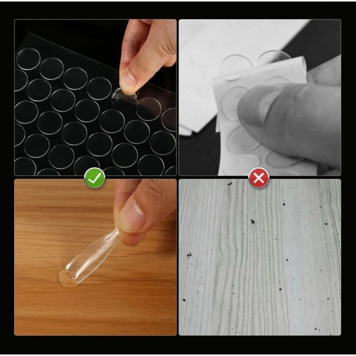 Özel Üretim Nano Şeffaf Yapışkanlı Güçlü Akrilik Nokta Çift Taraflı Yuvarlak Montaj Macunu 42li