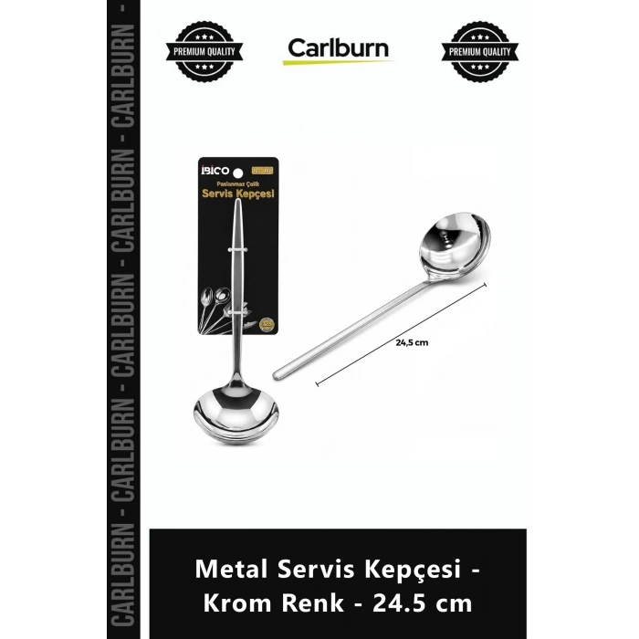 Özel Üretim Paslanmaz Çelik Mutfak Ekipmanı Şık Tasarım Metal Servis Kepçesi Krom Renk 245 cm