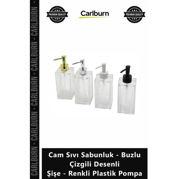 Özel Üretim Modern Banyo Lüks Cam Sıvı Sabunluk Buzlu Çizgili Desenli Şişe Renkli Plastik Pompa