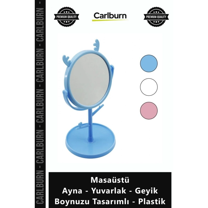 Özel Üretim Makyaj Takı Düzenleyici Masaüstü Ayna Yuvarlak Geyik Boynuzu Tasarımlı Plastik