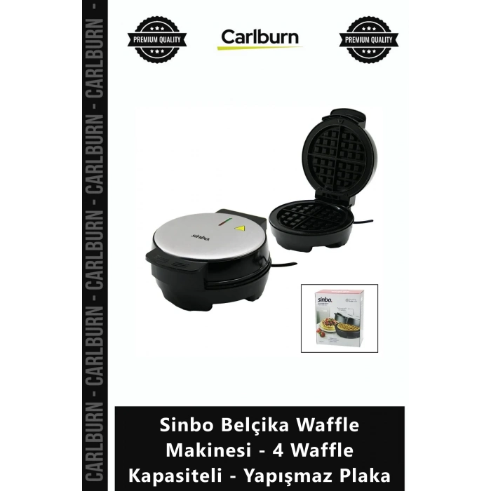 Özel Üretim Profesyonel Döküm Sinbo Belçika Waffle Makinesi 4 Waffle Kapasiteli Yapışmaz Plaka