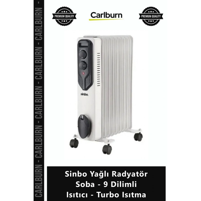 Özel Üretim Taşınabilir Termostatlı Sinbo Yağlı Radyatör Soba 9 Dilimli Isıtıcı Turbo Isıtma