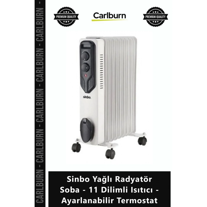 Özel Üretim Turbo Verimli Sinbo Yağlı Radyatör Soba 11 Dilimli Isıtıcı Ayarlanabilir Termostat