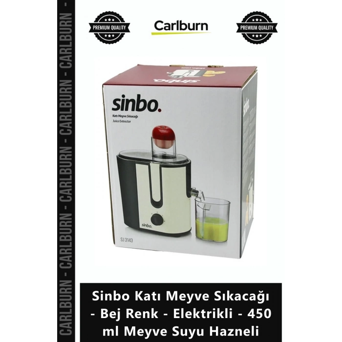 Özel Üretim Güçlü Sinbo Katı Meyve Sıkacağı Bej Renk Elektrikli 450 ml Meyve Suyu Hazneli