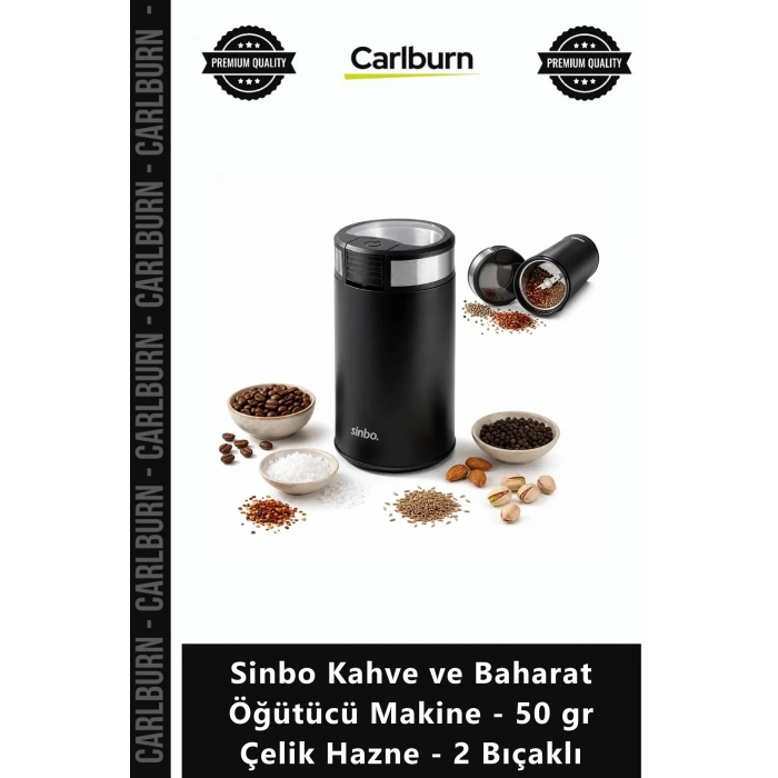 Özel Üretim Güçlü Mutfak Tipi Sinbo Kahve Baharat Öğütücü Makine 50 gr Çelik Hazne 2 Bıçaklı