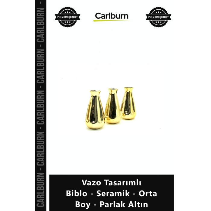Özel Üretim Modern Dekoratif Gold Şık Lüks Vazo Tasarımlı Biblo Seramik Orta Boy Parlak Altın