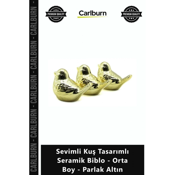 Özel Üretim Dekoratif Hediye Lüks Sevimli Kuş Tasarımlı Seramik Biblo Orta Boy Parlak Altın