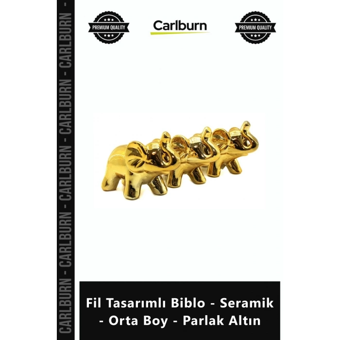 Özel Üretim Dekoratif Modern Lüks Hediyelik Fil Tasarımlı Biblo Seramik Orta Boy Parlak Altın