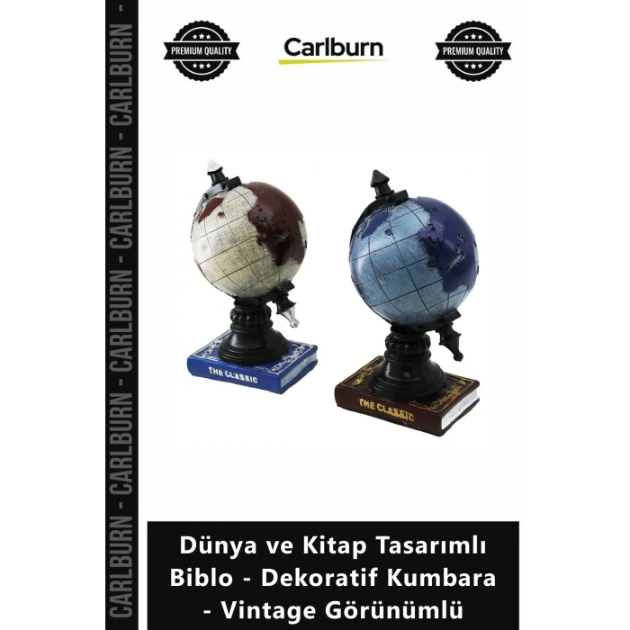 Özel Üretim Reçine Hediye Dünya Kitap Tasarımlı Biblo Dekoratif Kumbara Vintage Görünümlü