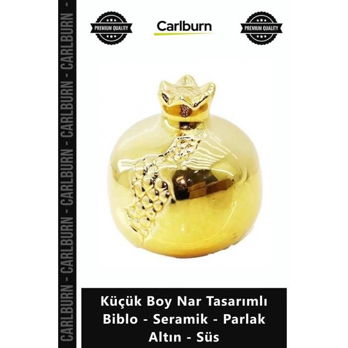 Özel Üretim Gold Modern Dekoratif Estetik Küçük Boy Nar Tasarımlı Biblo Seramik Parlak Altın Süs