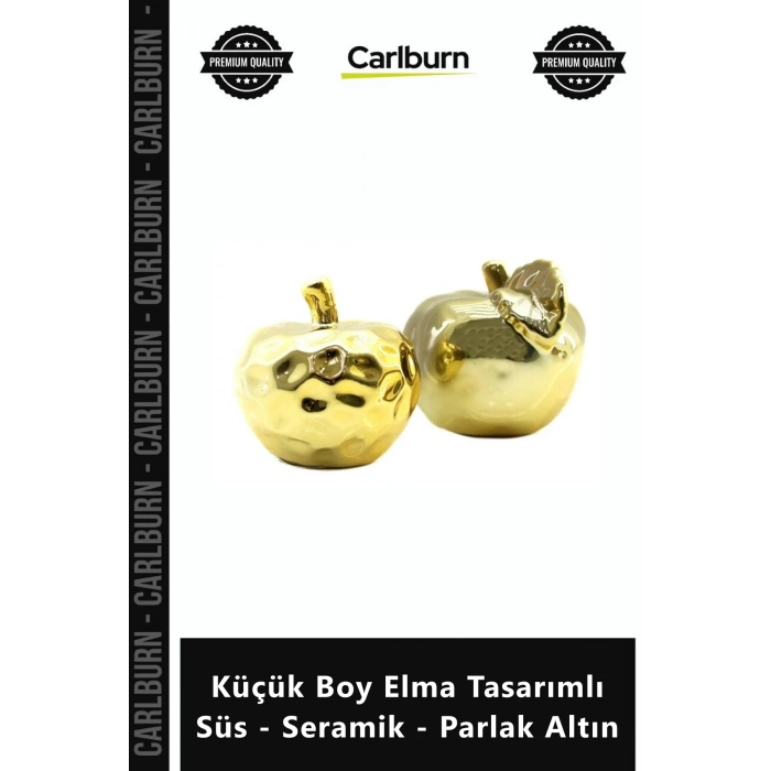 Özel Üretim Dekoratif Modern Gold Biblo Küçük Boy Elma Tasarımlı Süs Seramik Parlak Altın