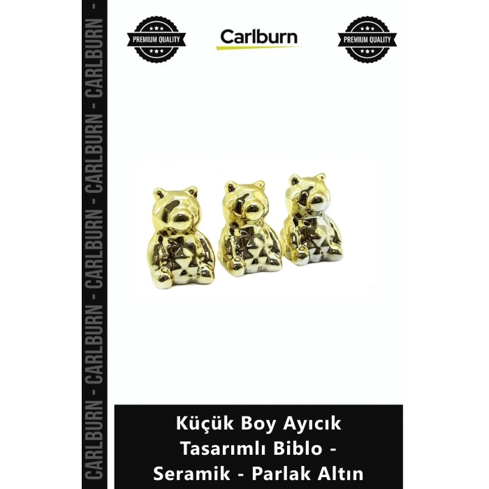 Özel Üretim Dekoratif Lüks Şık Modern Küçük Boy Ayıcık Tasarımlı Biblo Seramik Parlak Altın