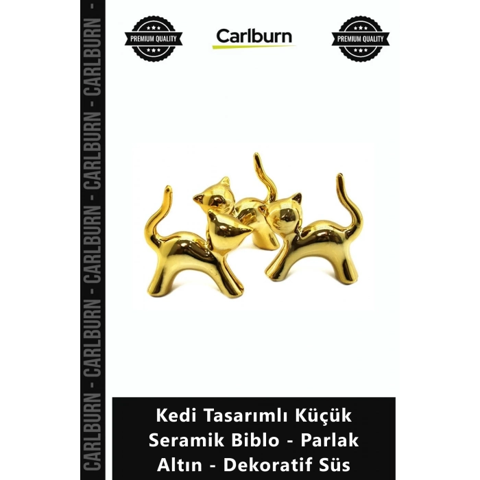 Özel Üretim Modern Gold Ev Ofis Kedi Tasarımlı Küçük Seramik Biblo Parlak Altın Dekoratif Süs