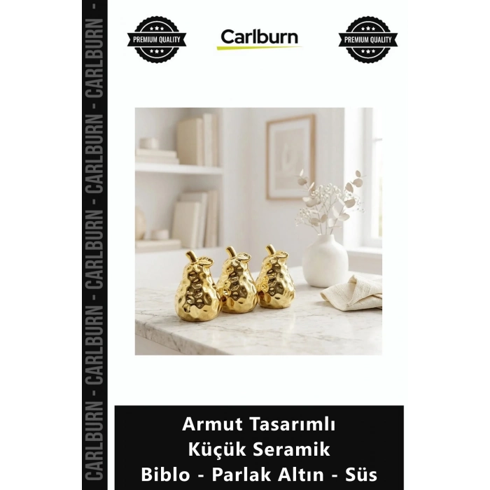Özel Üretim Lüks Dekoratif Gold Modern Ofis Armut Tasarımlı Küçük Seramik Biblo Parlak Altın Süs
