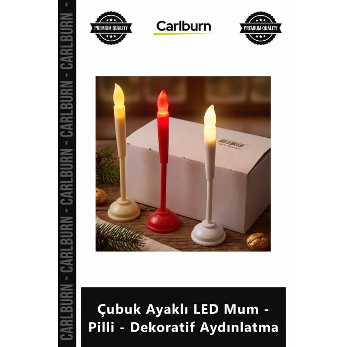 Özel Üretim Şamdan Tipi Şık Modern Titreşimli Çubuk Ayaklı LED Mum Pilli Dekoratif Aydınlatma