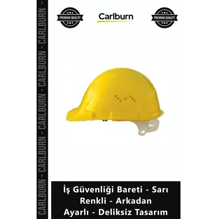 Özel Üretim Şantiye İnşaat Kaskı İş Güvenliği Bareti Sarı Renkli Arkadan Ayarlı Deliksiz Tasarım
