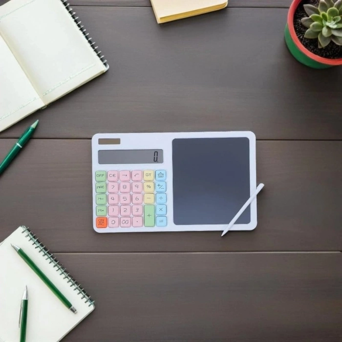 Özel Üretim Masaüstü Ofis Tipi Modern 12 Haneli Hesap Makinesi LCD Yazı Tahtalı Dijital Kalemli