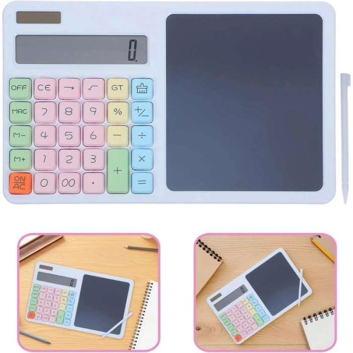 Özel Üretim Masaüstü Ofis Tipi Modern 12 Haneli Hesap Makinesi LCD Yazı Tahtalı Dijital Kalemli