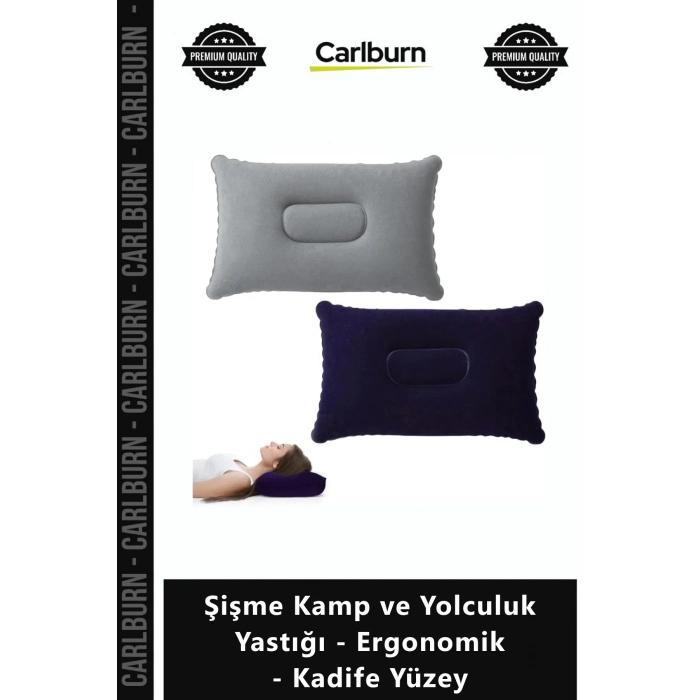 Özel Üretim Portatif Boyun Destekli Pratik Şişme Kamp Yolculuk Yastığı Ergonomik Kadife Yüzey