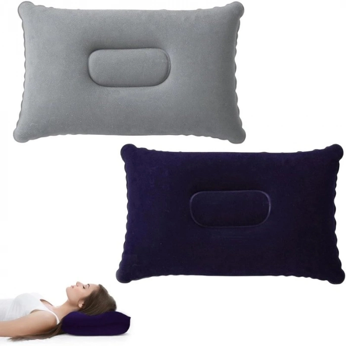 Özel Üretim Portatif Boyun Destekli Pratik Şişme Kamp Yolculuk Yastığı Ergonomik Kadife Yüzey