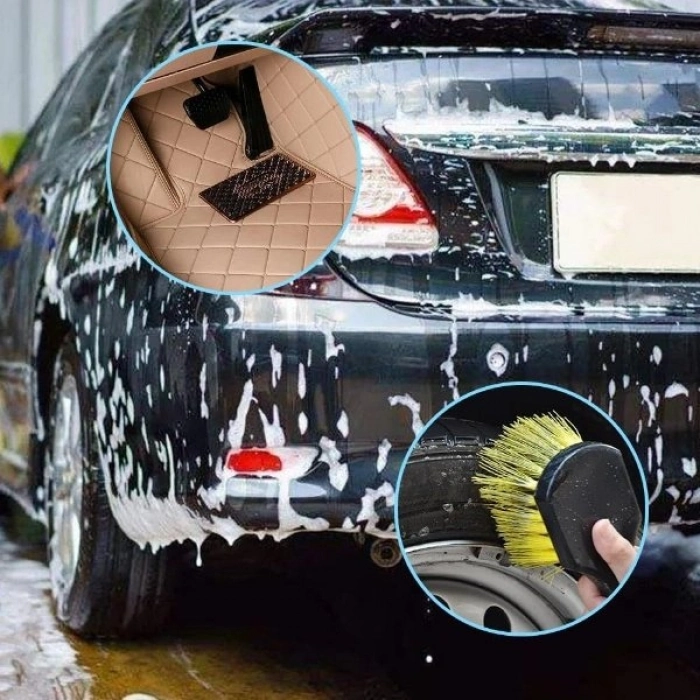 Özel Üretim Profesyonel Ergonomik Saplı Yoğun Sert Kıllı Araç Detaylı Sarı Jant Temizleme Fırçası