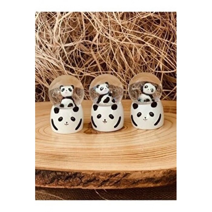 Özel Üretim Hediye Dekoratif Mini Masaüstü Tasarım Biblo Küçük Boy Panda Kar Küresi Işıklı 65 cm