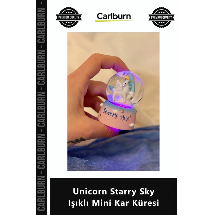 Özel Üretim Hediyelik Dekoratif Gece Lambası Masa Üstü Unicorn Starry Sky Işıklı Mini Kar Küresi