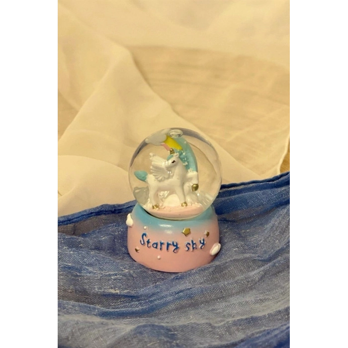Özel Üretim Hediyelik Dekoratif Gece Lambası Masa Üstü Unicorn Starry Sky Işıklı Mini Kar Küresi