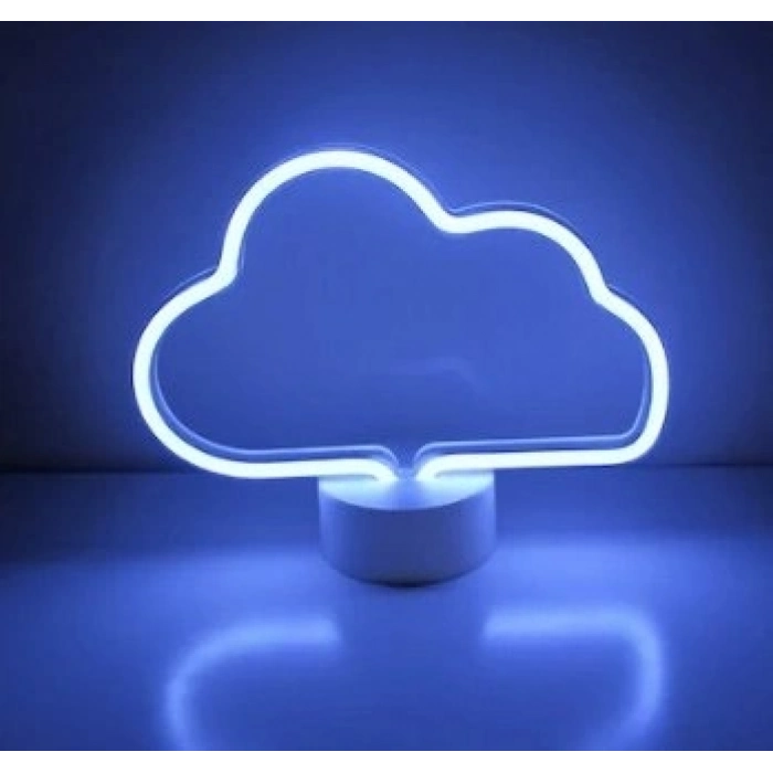 Özel Üretim Dekoratif Modern Mavi Hediyelik Neon Işıklı Bulut Masa Gece Lambası Pil+Usb MZ6200257