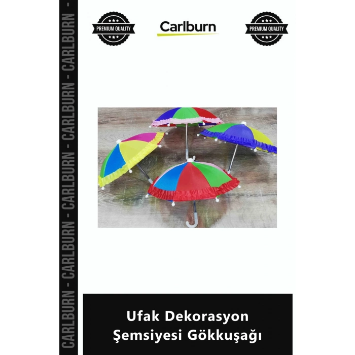 Özel Üretim Renkli Dekoratif Süsleme 30cm Çap Kumaş Balkon Oda Ufak Dekorasyon Şemsiyesi Gökkuşağı