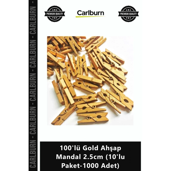 Özel Üretim Dekoratif Şık Tasarım Mini Fotoğraf 100lü Gold Ahşap Mandal 25cm 10lu Paket1000 Adet