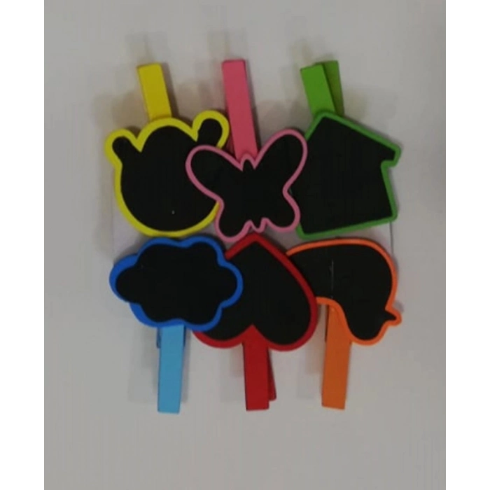 Özel Üretim Ahşap Dekoratif Hediyelik Notluk Etiketlik Desenli Notlu Mandal 6lı Set10 Paket