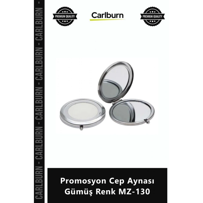 Özel Üretim Kaliteli Metal Şık Hediyelik Baskılı Stickerlı Promosyon Cep Aynası Gümüş Renk MZ130