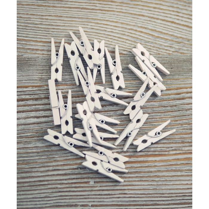 Özel Üretim Kaliteli Mini Hobi Süsleme Dekorları 50li Beyaz Ahşap Mandal 35cm 10lu Paket500 Adet