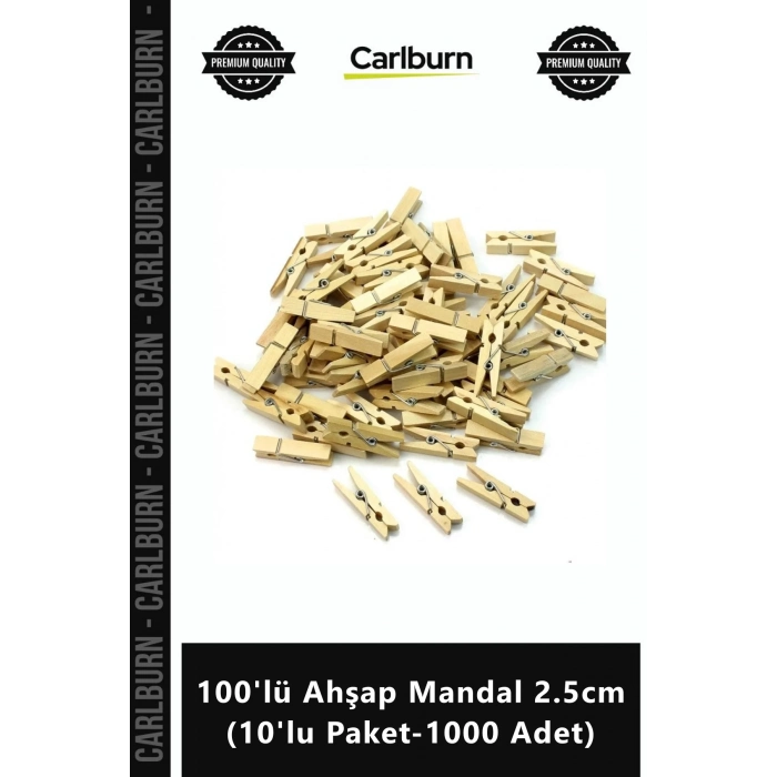 Özel Üretim Dekoratif Naturel Hobi Küçük Mini 100lü Ahşap Mandal 25cm 10lu Paket1000 Adet