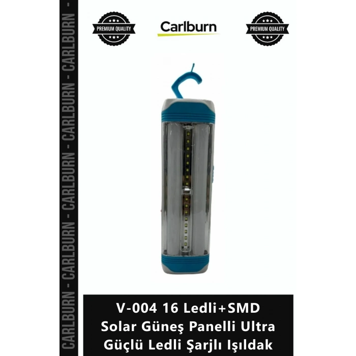 Özel Üretim Kamp El Feneri V004 16 Ledli+SMD Solar Güneş Panelli Ultra Güçlü Ledli Şarjlı Işıldak