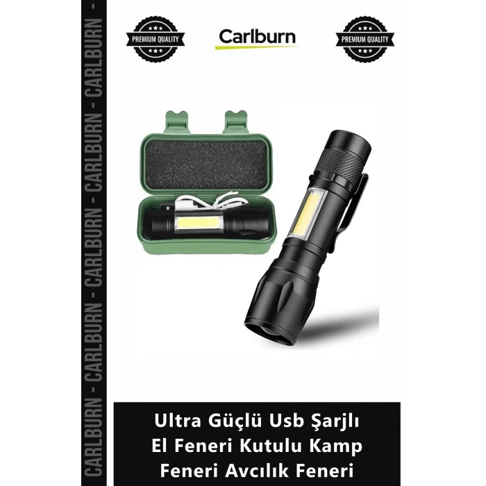 Özel Üretim Alüminyum Taktik Zoom Ultra Güçlü Usb Şarjlı El Feneri Kutulu Kamp Feneri Avcılık Feneri