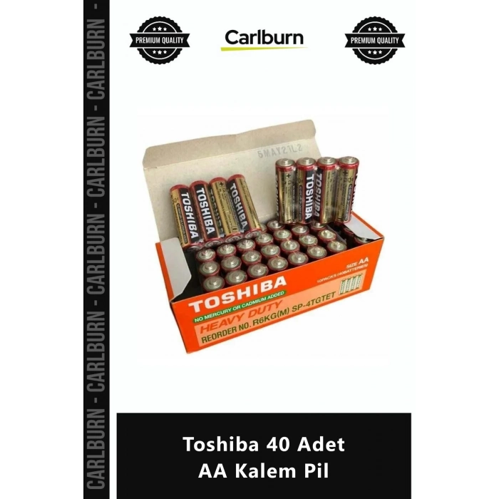 Özel Üretim Alkali Uzun Ömürlü Ekonomik Paket Enerji Dayanıklı Güç Toshiba 40 Adet AA Kalem Pil